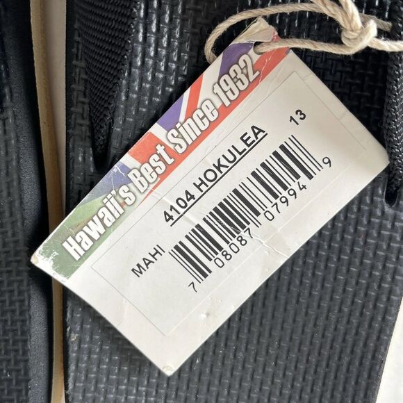 Scott Hawaii Mens 13 Hokulea Flip Flop Black Mahi Fish Rubber Boating Sandals - Picture 10 of 10